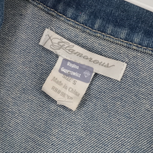 VINTAGE CUSTOM HAND PAINTED TAYLOR SWIFT BLUE & PINK  DENIM JACKET SIZE SMALL - Picture 5 of 5